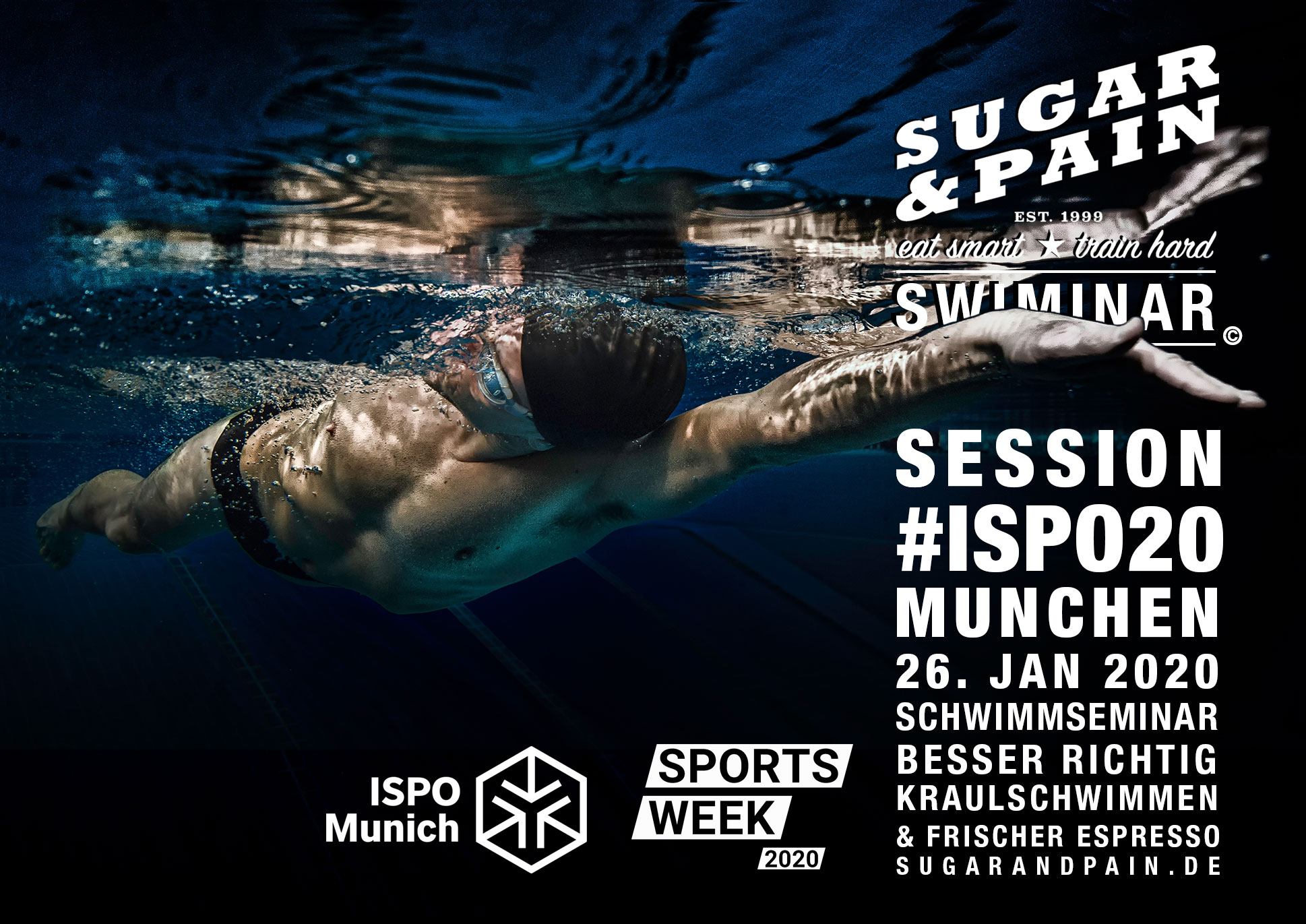 SUGAR & PAIN SWIMINAR #ISPO20 session / Richtig Kraulschwimmen Training & Vortrag © stefandrexl.com