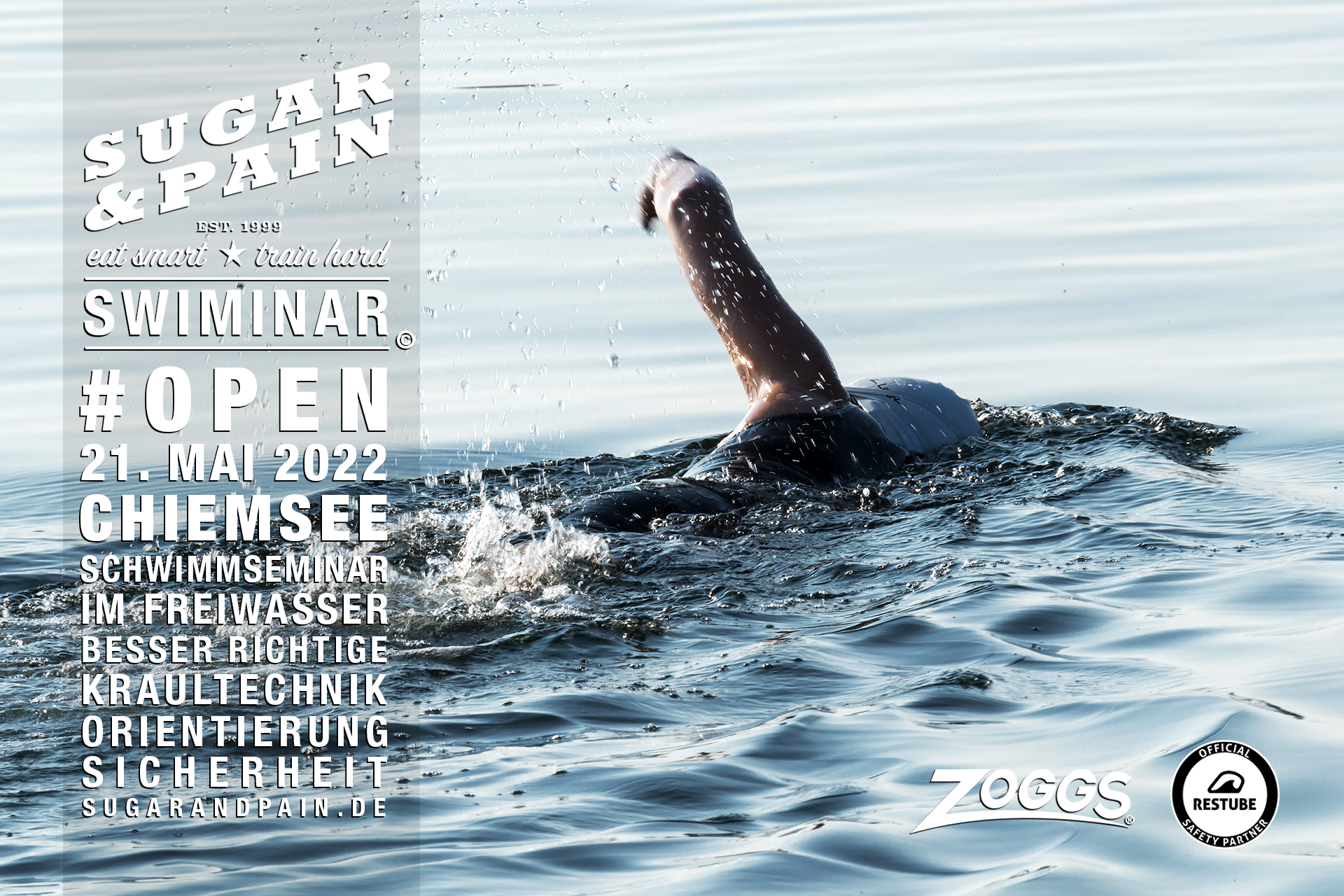 SWIMINAR #OPEN Chiemsee 03/21 Freiwasser Schwimmseminar Kraultechnik & Orientierung © SUGAR & PAIN / AdobeStock