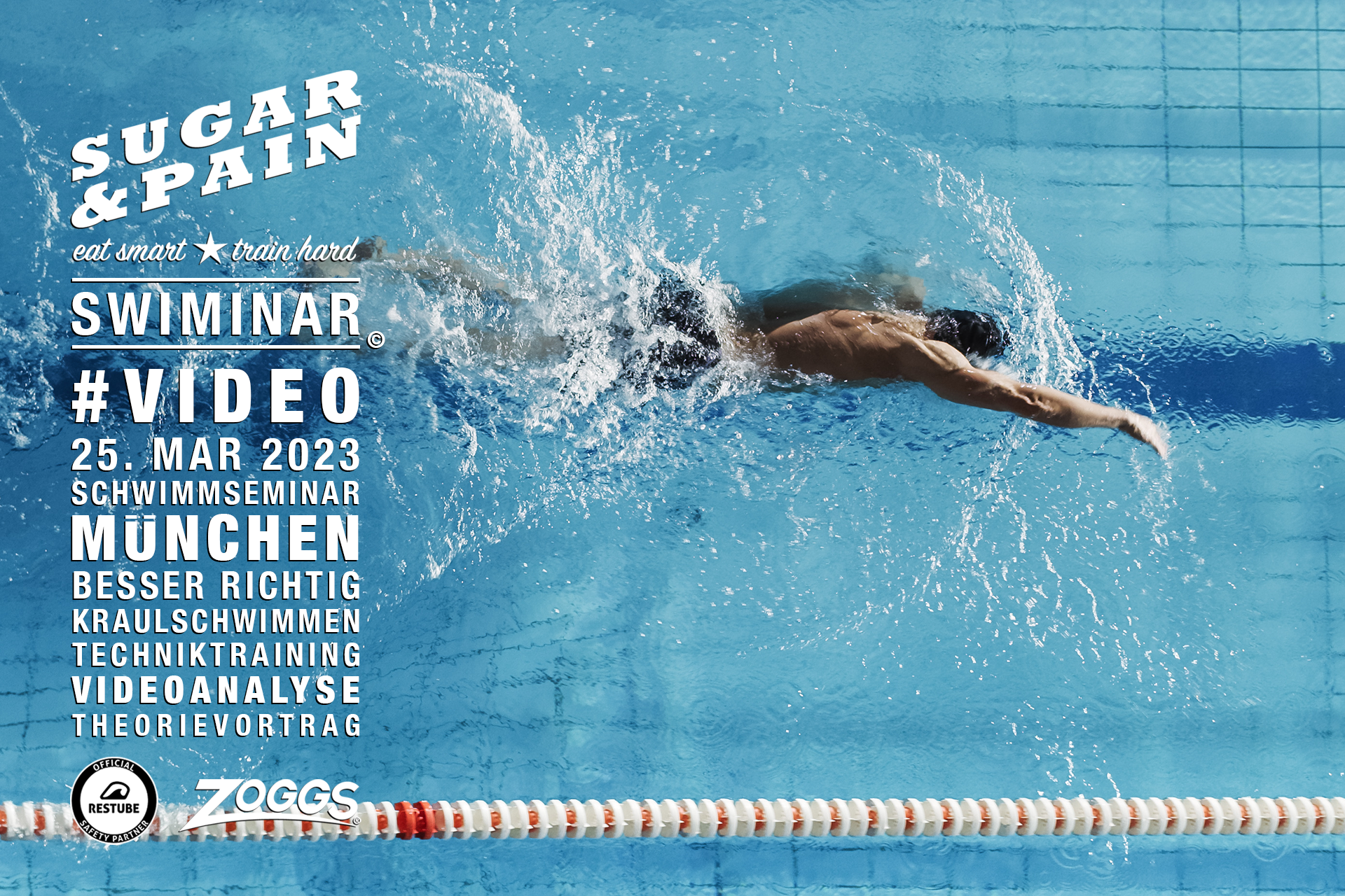 SWIMINAR #VIDEO 02/23 Besser richtig Kraulschwimmen – Schwimmenseminar mit Videoanalyse / Titel © Gorodenkoff / AdobeStock for SUGAR & PAIN